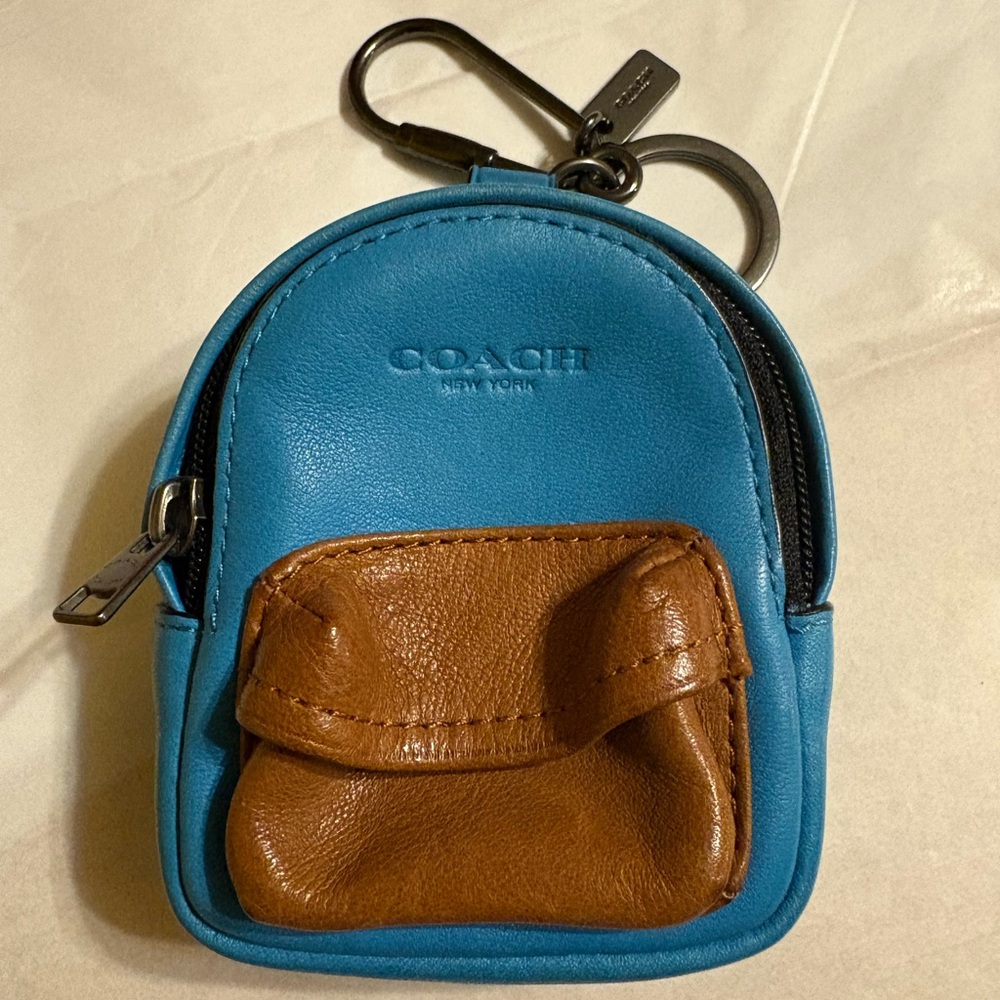 Coach leather keychain backpack pouch